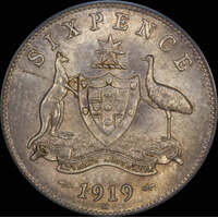 1919 Sixpence Choice Unc (PCGS MS64)