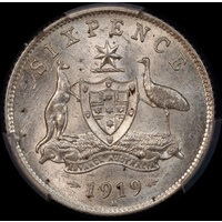 1919 Sixpence Uncirculated (PCGS MS62)