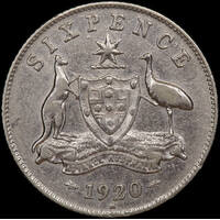 1920 Sixpence about VF
