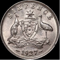 1927 Sixpence Extremely Fine