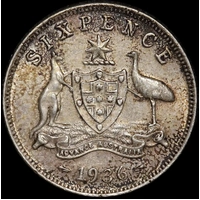 1936 Sixpence about Unc