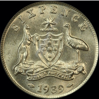 1939 Sixpence Choice Unc (PCGS MS63)
