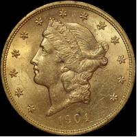 United States 1904 Gold 20 Dollar Double Eagle good EF