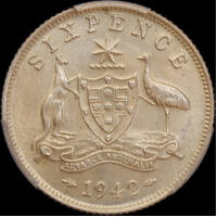 1942 Sixpence Choice Unc (PCGS MS64)