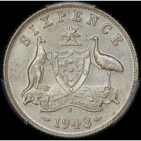 1943-D Sixpence Choice Unc (PCGS MS63)