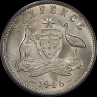 1946 Sixpence Choice Unc (PCGS MS64)