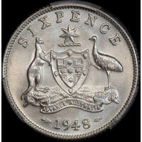 1948 Sixpence Choice Unc (PCGS MS64)