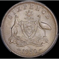 1950 Sixpence Gem Unc (PCGS MS65)