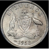 1953 Sixpence Gem Unc (PCGS MS65)