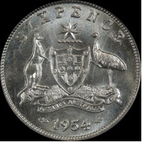 1954 Sixpence Choice Unc (PCGS MS64)