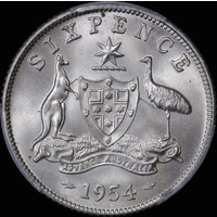 1954 Sixpence Gem Unc (PCGS MS66)