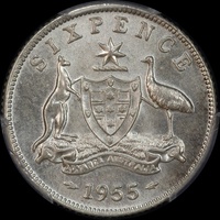 1955 Sixpence Gem Unc (PCGS MS 66)