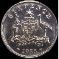 1955 Melbourne Proof Sixpence PCGS PR65