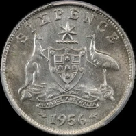 1956 Sixpence Choice Unc (PCGS MS63)