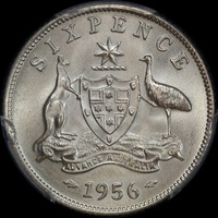 1956 Sixpence Gem Unc (PCGS MS65)