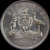 1956 Melbourne Proof Sixpence PCGS PR66