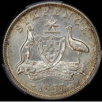 1957 Sixpence Gem Unc (PCGS MS65)
