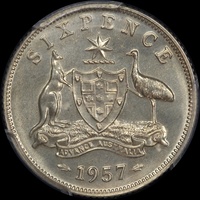 1957 Melbourne Proof Sixpence PCGS PR65