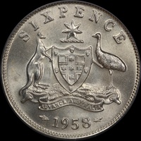 1958 Sixpence Choice Unc (PCGS MS64)