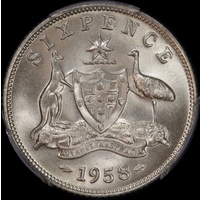 1958 Sixpence Gem Unc (PCGS MS66)