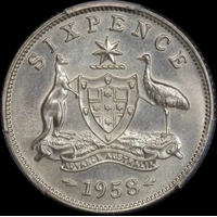 1958 Melbourne Proof Sixpence PCGS PR64