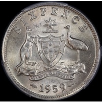 1959 Sixpence Choice Unc (PCGS MS63)