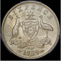 1959 Sixpence Choice Unc (PCGS MS64)