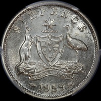 1959 Melbourne Proof Sixpence PCGS PR67