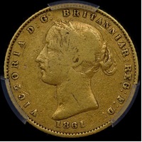 1861/0 Sydney Mint Type II Half Sovereign PCGS VF20