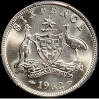 1962 Sixpence Gem Unc (PCGS MS67)