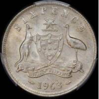 1963 Sixpence Gem Unc (MS66)