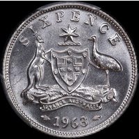 1963 Melbourne Proof Sixpence PCGS PR67