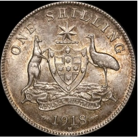 1918 Shilling about Unc
