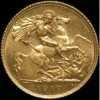 1910 Sydney Edward VII Half Sovereign about Uncirculated