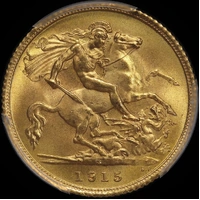 1915 Sydney George V Half Sovereign Gem Unc (PCGS MS66)