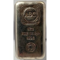 ABC Bullion 10oz Silver Cast Ingot 99.95%