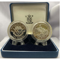 1995 Jersey and Guernsey Silver Proof Piedfort Two Coin Set