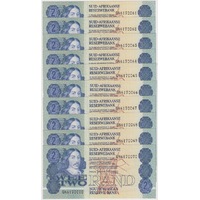 South Africa 1974 2 Rand Consecutive Run of 10 P#118a Uncirculated