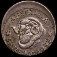 1955 Shilling 3.88mm Offstrike Error good EF