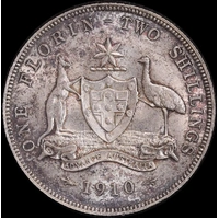 1910 Florin about Unc