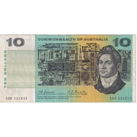 1967 $10 Note Coombs/Randall SDR 1st Prefix R302F about VF