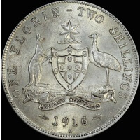 1916 Florin about Unc