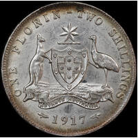 1917 Florin about Unc