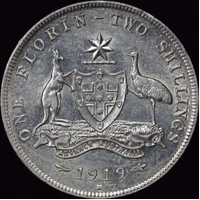 1919 Florin about Unc