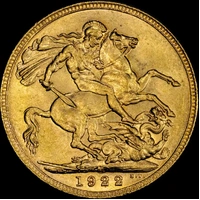 1922 Melbourne George V Large Head Sovereign PCGS MS64