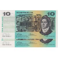 1974 $10 Note Consecutive Pair Australia Phillips/Wheeler R305 about Unc