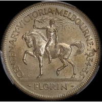 1934/5 Florin Melbourne Centenary Choice Unc (PCGS MS64)