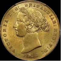 1868 Sydney Mint Type II Sovereign PCGS AU58