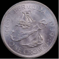 Bermuda 1959 One Crown KM#13 350th Anniversary Uncirculated