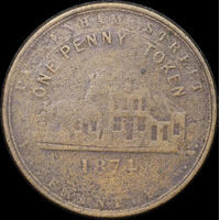1874 Henderson Copper One Penny Token A#218 Fine